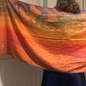 Vintage style Rainbow Peacock Pashmina Shawl